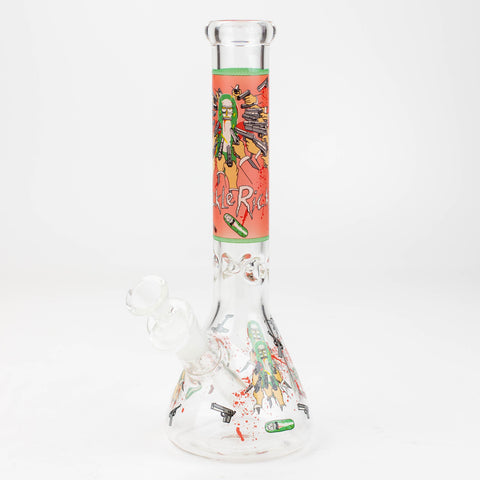 10" RM decal Glow in the dark glass water bong