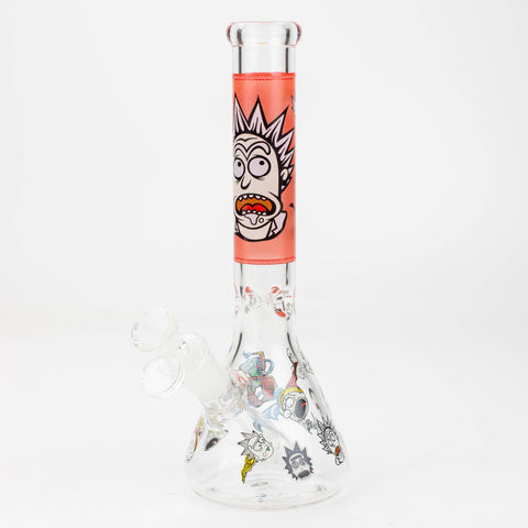 10" RM decal Glow in the dark glass water bong