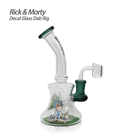 Waxmaid 7.08” Rick & Morty Mini Decal Glass Dab Rig