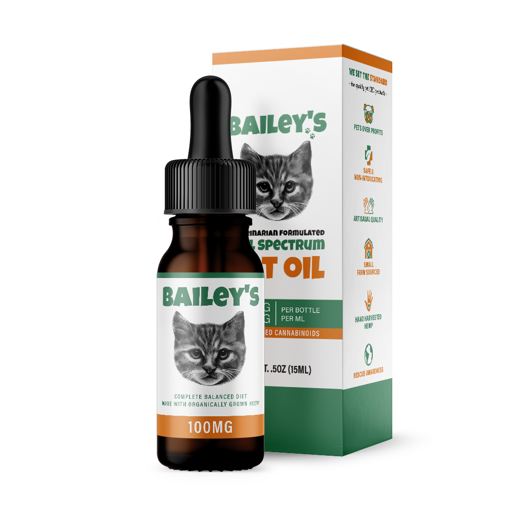 Bailey's Full Spectrum Hemp Derived CBD Oil For Cats | 100MG 15ml Tincture