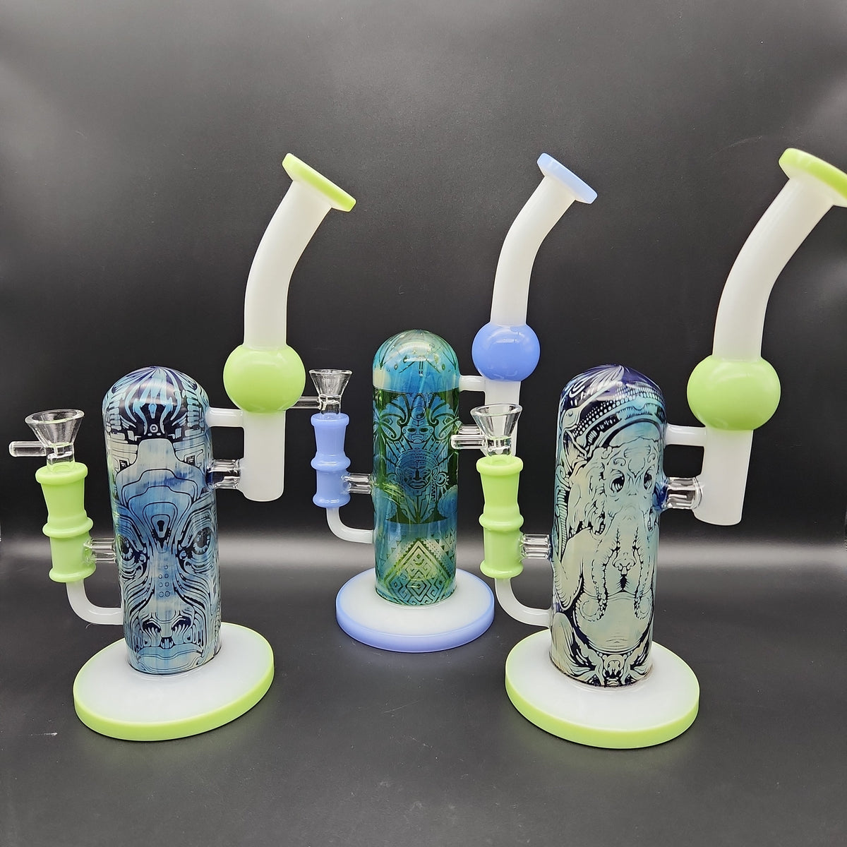 10.5" Designer Glass Sidecar Bubbler