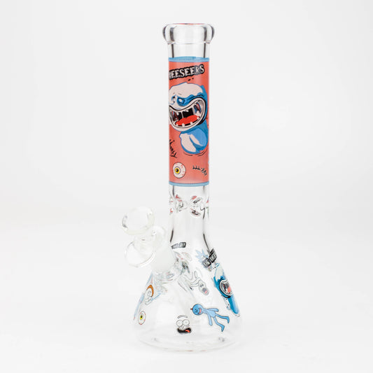 10" RM decal Glow in the dark glass water bong