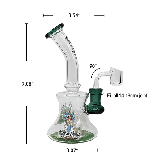 Waxmaid 7.08” Rick & Morty Mini Decal Glass Dab Rig