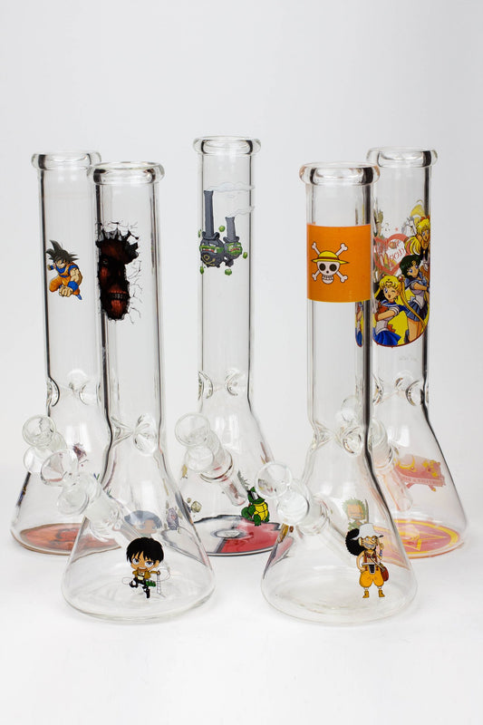 12" Cartoon beaker glass water bong