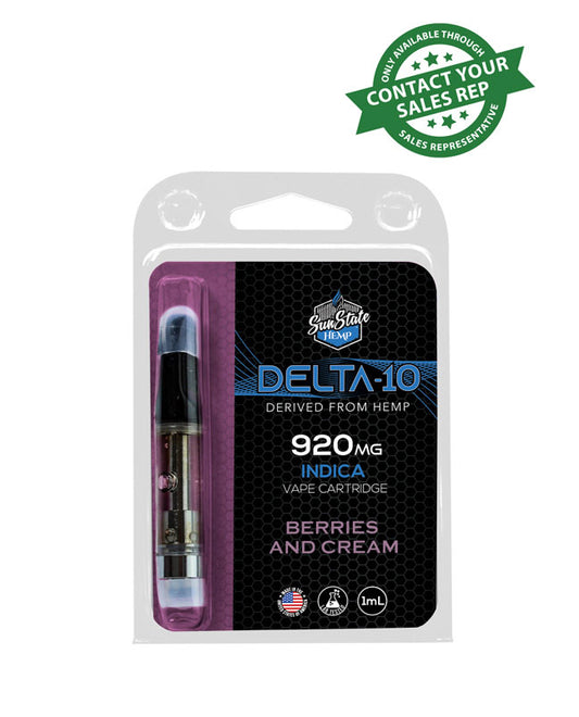 Delta 10 Indica Berries and Cream 1ml 920mg Cartridge