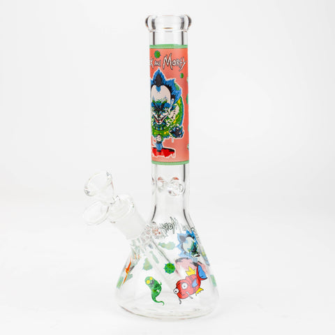 10" RM decal Glow in the dark glass water bong