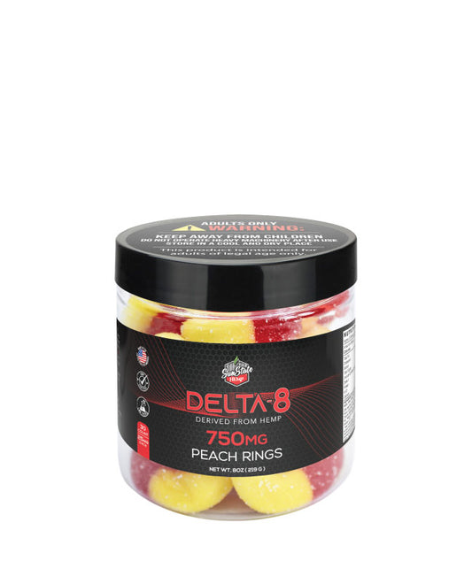 Delta 8 Legacy Gummies Peach Rings 30ct 750mg